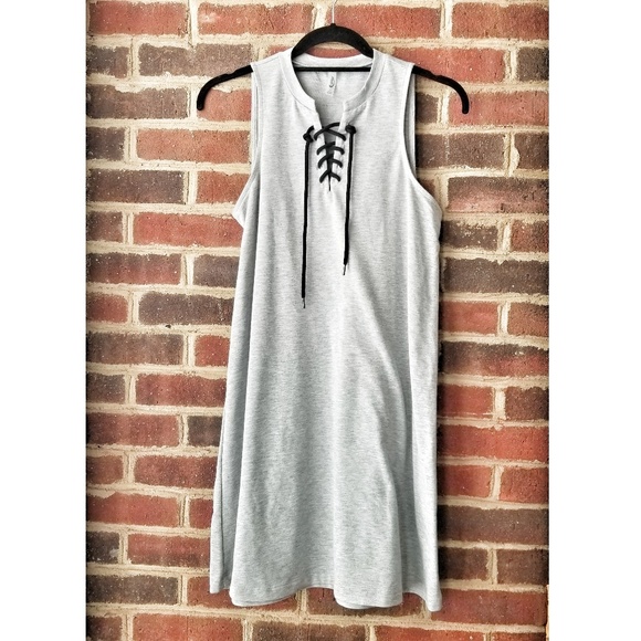 NWOT Trendy Comfy Grey Sweatshirt Dress - Picture 1 of 6